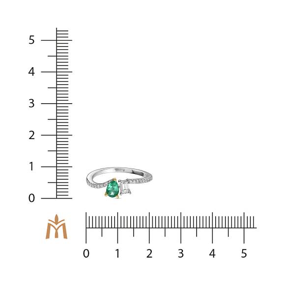 Кольцо с бриллиантами и изумрудом R01-0914EM - Фото 2