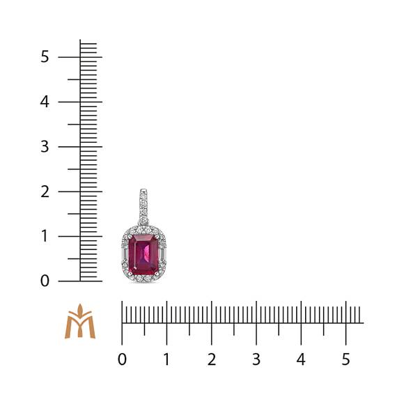 Подвеска с бриллиантами и облагороженным рубином
